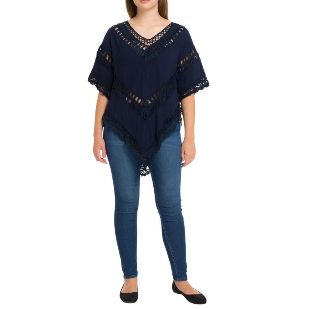 Rue 21 Navy Crochet Boho Top | Size M